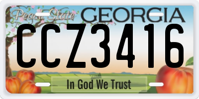 GA license plate CCZ3416