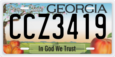 GA license plate CCZ3419