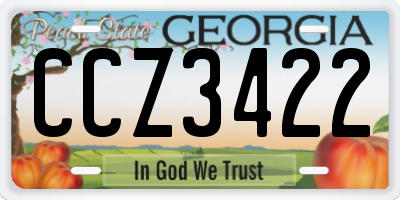 GA license plate CCZ3422