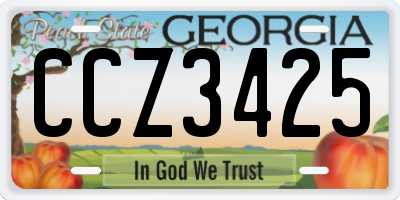 GA license plate CCZ3425