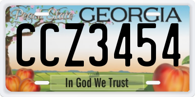 GA license plate CCZ3454