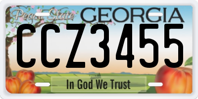 GA license plate CCZ3455