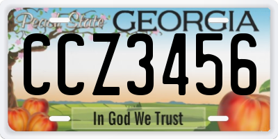GA license plate CCZ3456
