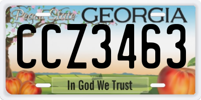 GA license plate CCZ3463