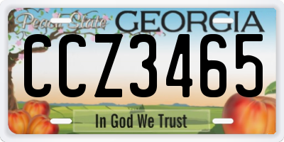 GA license plate CCZ3465