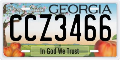 GA license plate CCZ3466