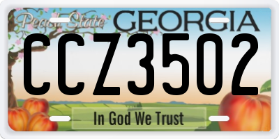 GA license plate CCZ3502