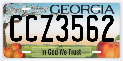 GA license plate CCZ3562
