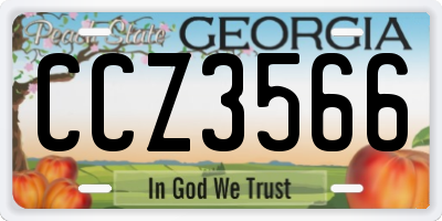 GA license plate CCZ3566