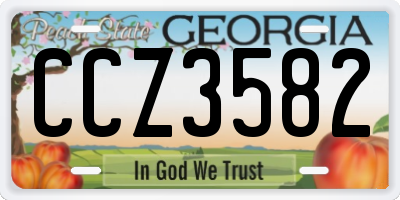 GA license plate CCZ3582