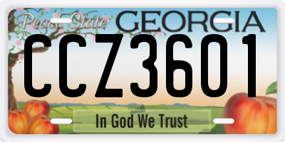 GA license plate CCZ3601