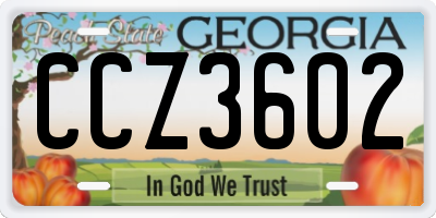 GA license plate CCZ3602