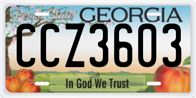 GA license plate CCZ3603