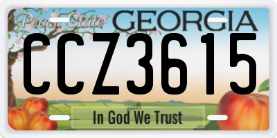 GA license plate CCZ3615
