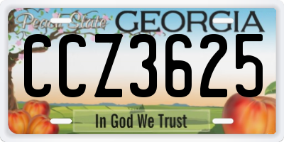 GA license plate CCZ3625