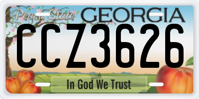 GA license plate CCZ3626