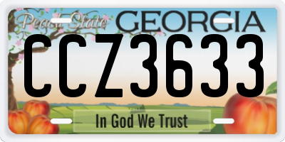 GA license plate CCZ3633