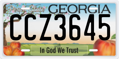 GA license plate CCZ3645