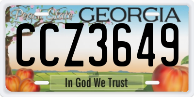 GA license plate CCZ3649