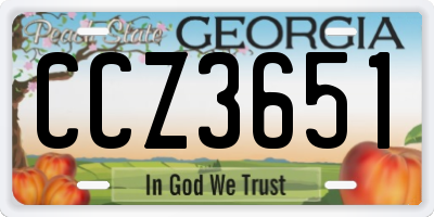 GA license plate CCZ3651