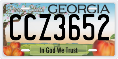 GA license plate CCZ3652
