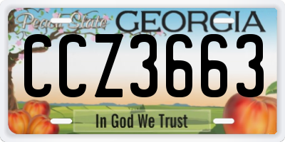 GA license plate CCZ3663