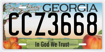 GA license plate CCZ3668