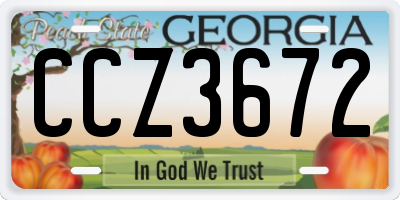 GA license plate CCZ3672