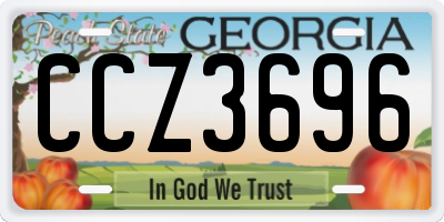 GA license plate CCZ3696