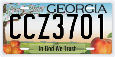 GA license plate CCZ3701