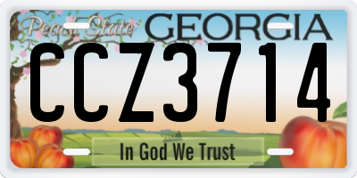 GA license plate CCZ3714