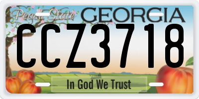 GA license plate CCZ3718