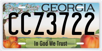 GA license plate CCZ3722