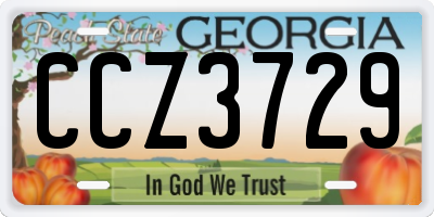 GA license plate CCZ3729