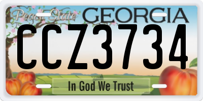 GA license plate CCZ3734