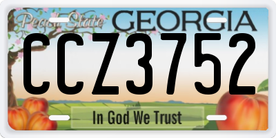 GA license plate CCZ3752