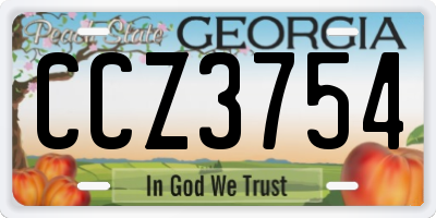 GA license plate CCZ3754