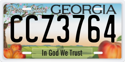 GA license plate CCZ3764