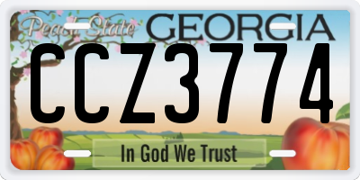 GA license plate CCZ3774