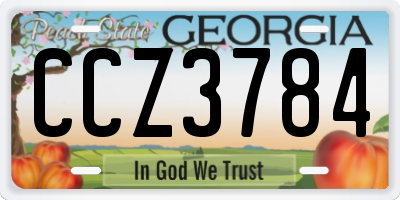 GA license plate CCZ3784