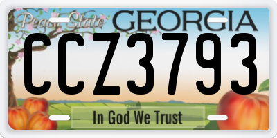 GA license plate CCZ3793