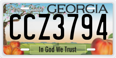 GA license plate CCZ3794