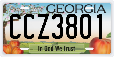 GA license plate CCZ3801