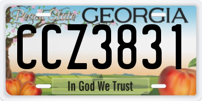 GA license plate CCZ3831