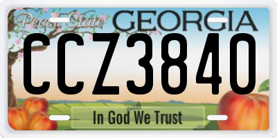 GA license plate CCZ3840