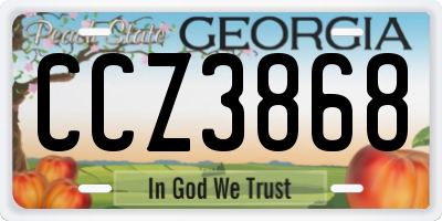 GA license plate CCZ3868