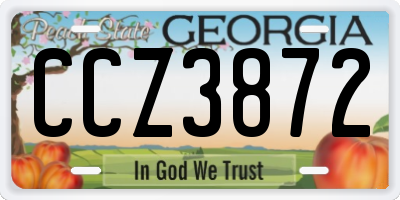 GA license plate CCZ3872