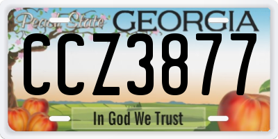 GA license plate CCZ3877