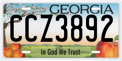 GA license plate CCZ3892