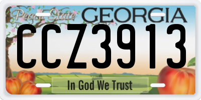 GA license plate CCZ3913